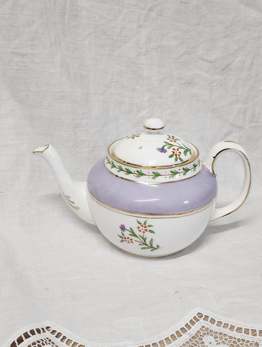 Rare Antique New Chelsea Handpainted Fine Bone China Tea pot - with minor line on rim and tea tainted in the pot