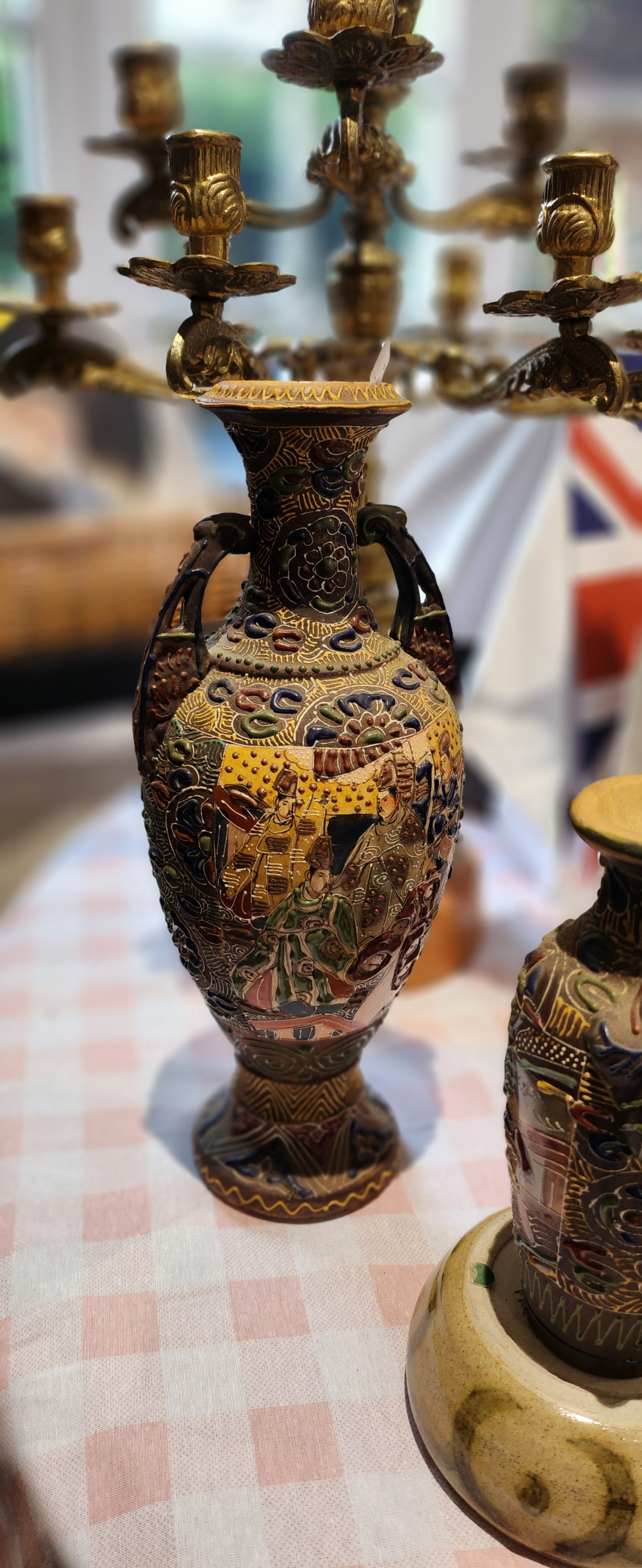 19th Century Satsuma handpainted tall vase