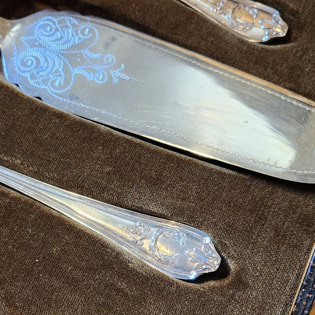 Vintage silver plated cake , salad serving cutlery