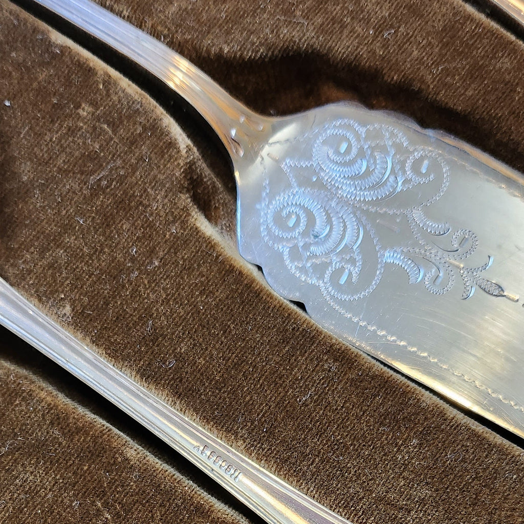 Vintage silver plated cake , salad serving cutlery