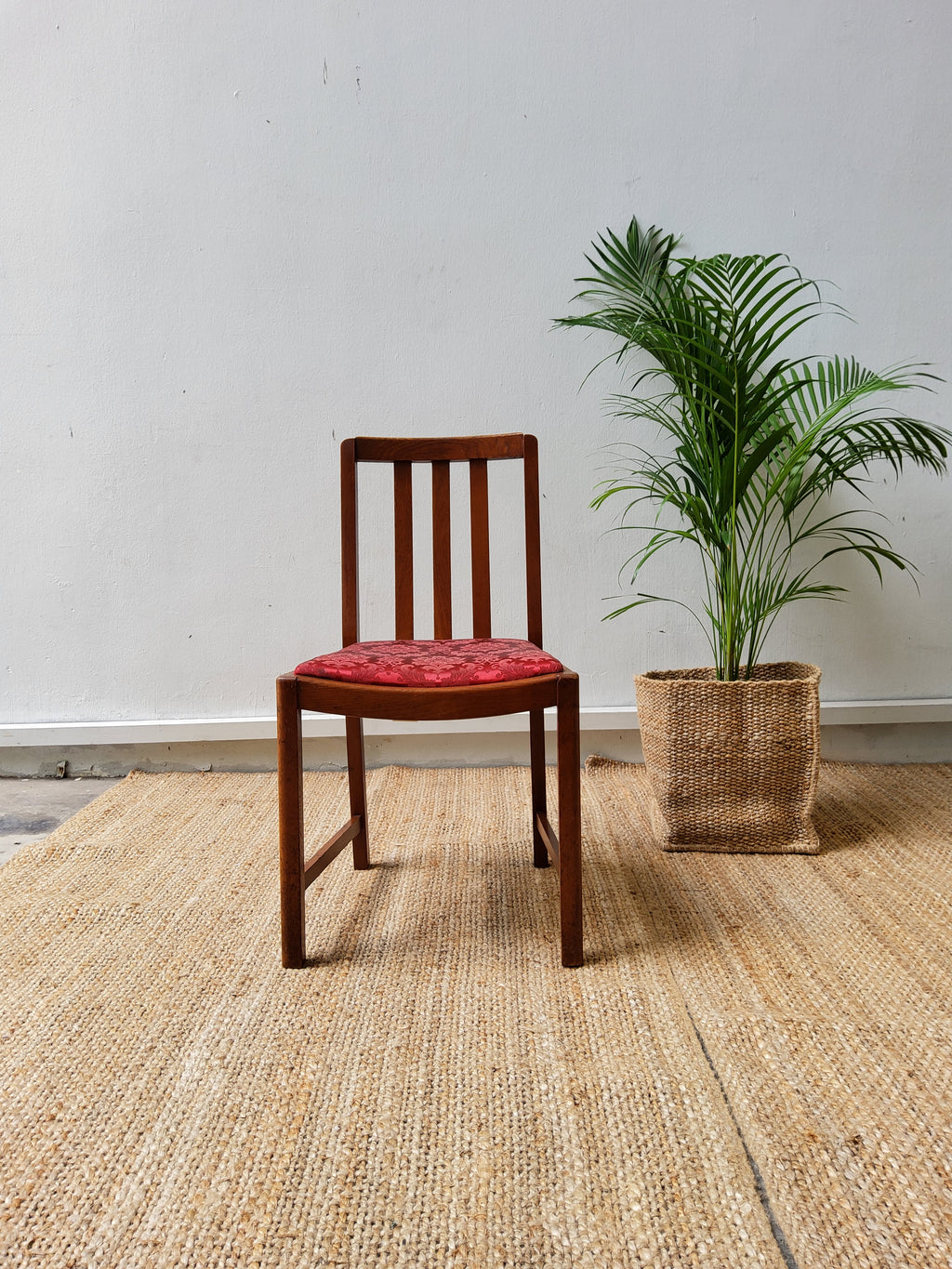 Elegant Georgian/Victorian Side Chair with Deep Red Upholstery