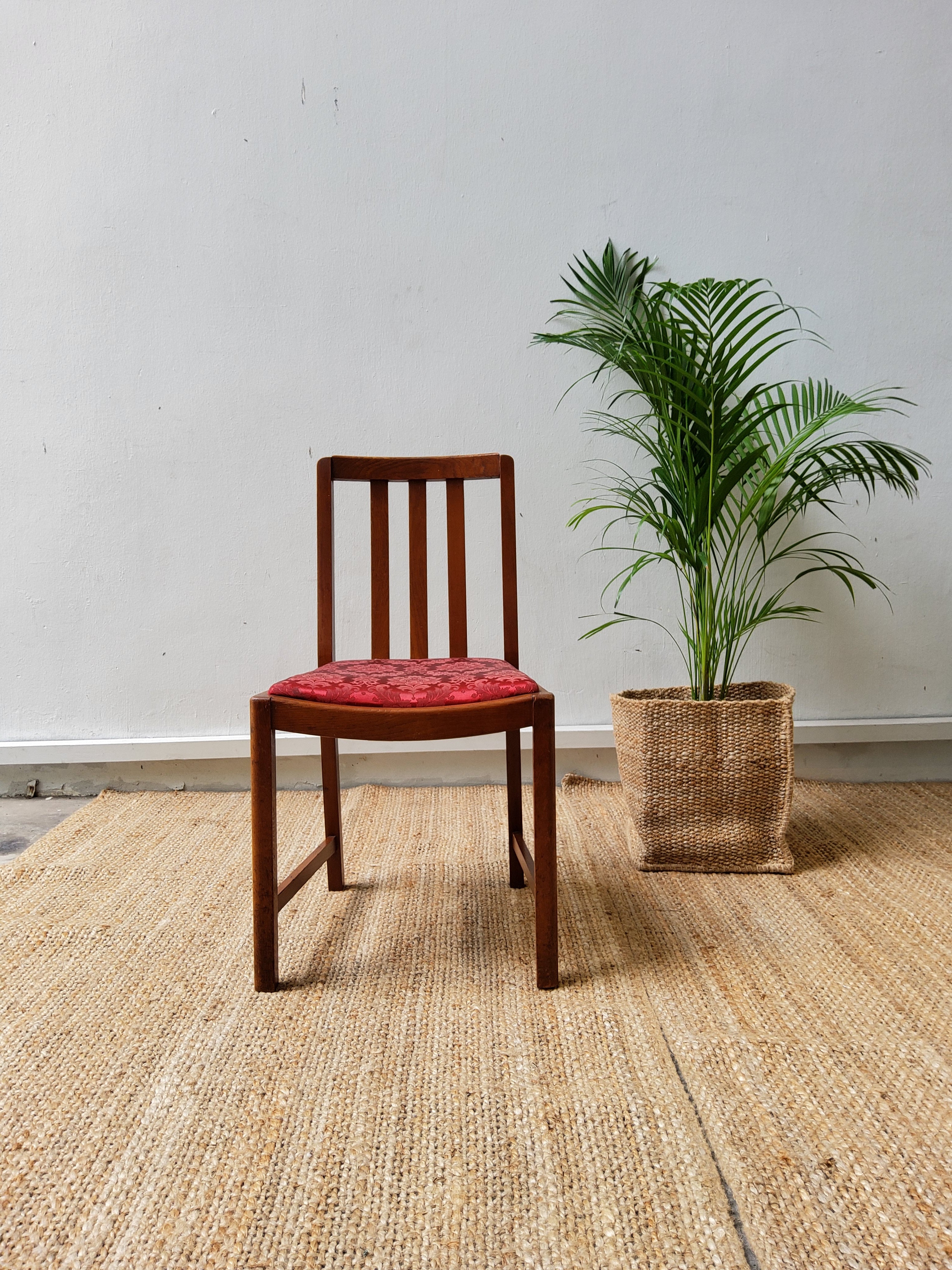 Elegant Georgian/Victorian Side Chair with Deep Red Upholstery