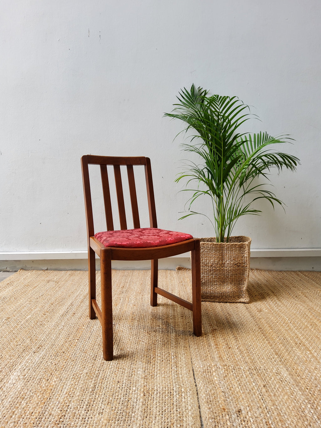 Elegant Georgian/Victorian Side Chair with Deep Red Upholstery