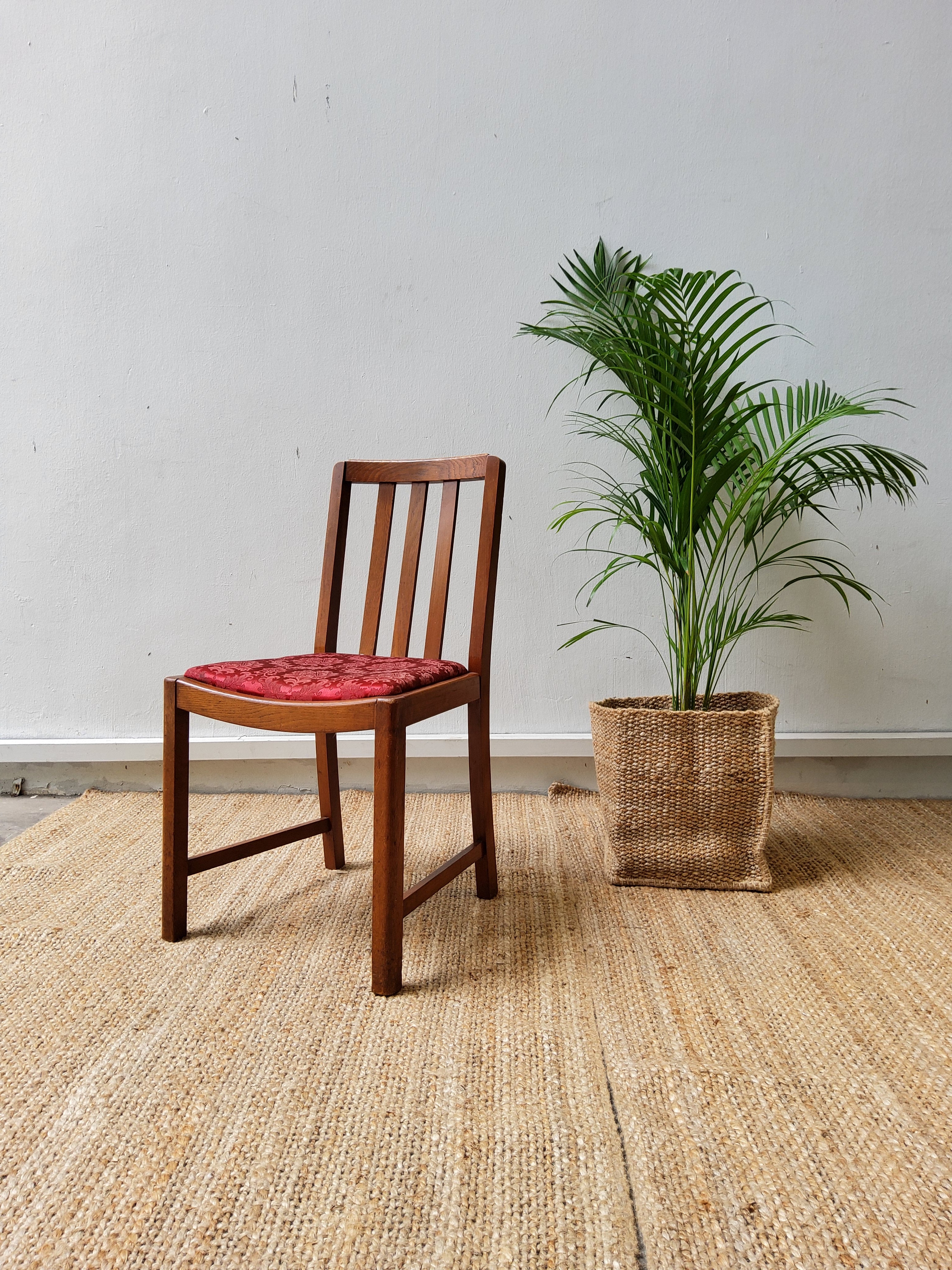 Elegant Georgian/Victorian Side Chair with Deep Red Upholstery