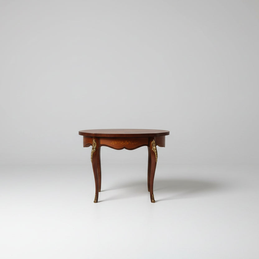 Antique French Inlaid Walnut Coffee Table With Marquetry