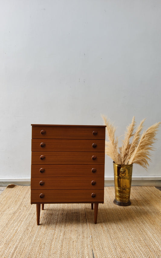 Mid century 1960 SCHRIEBER TEAK CHEST OF 6 DRAWERS