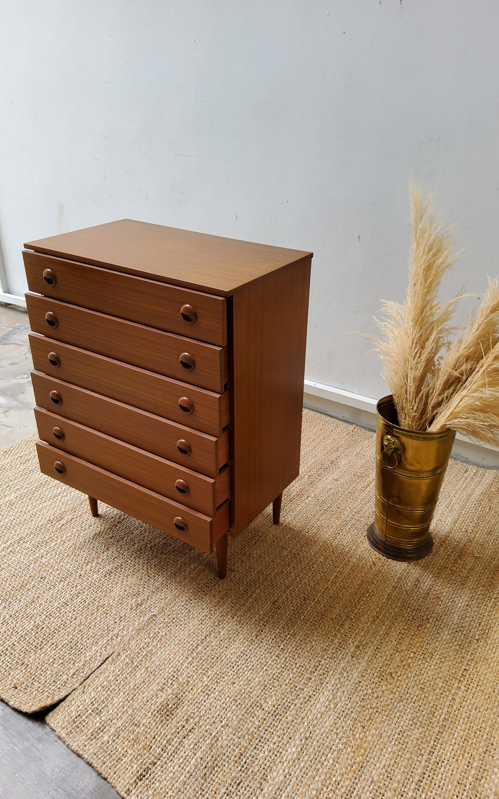 Mid century 1960 SCHRIEBER TEAK CHEST OF 6 DRAWERS