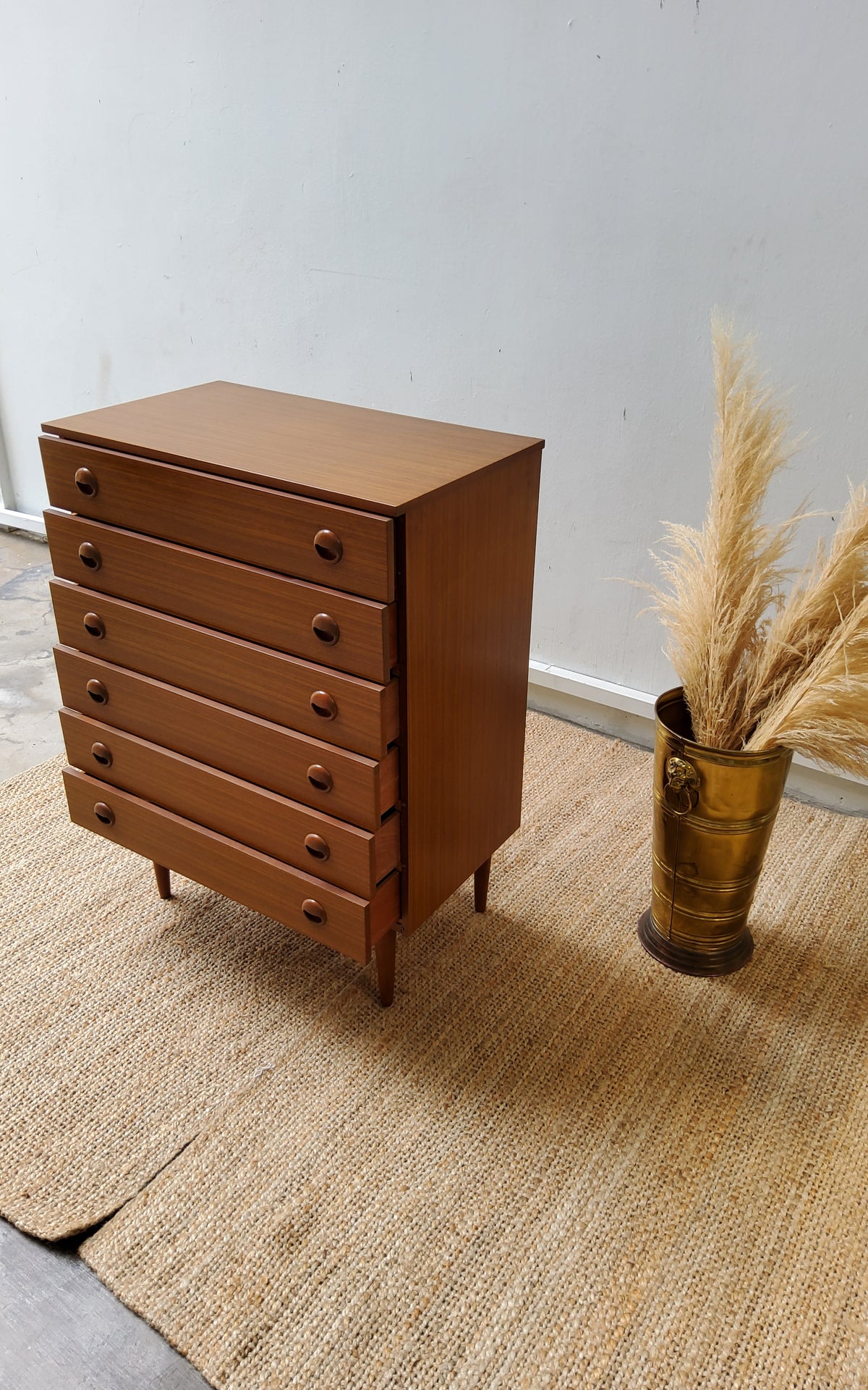 Mid century 1960 SCHRIEBER TEAK CHEST OF 6 DRAWERS