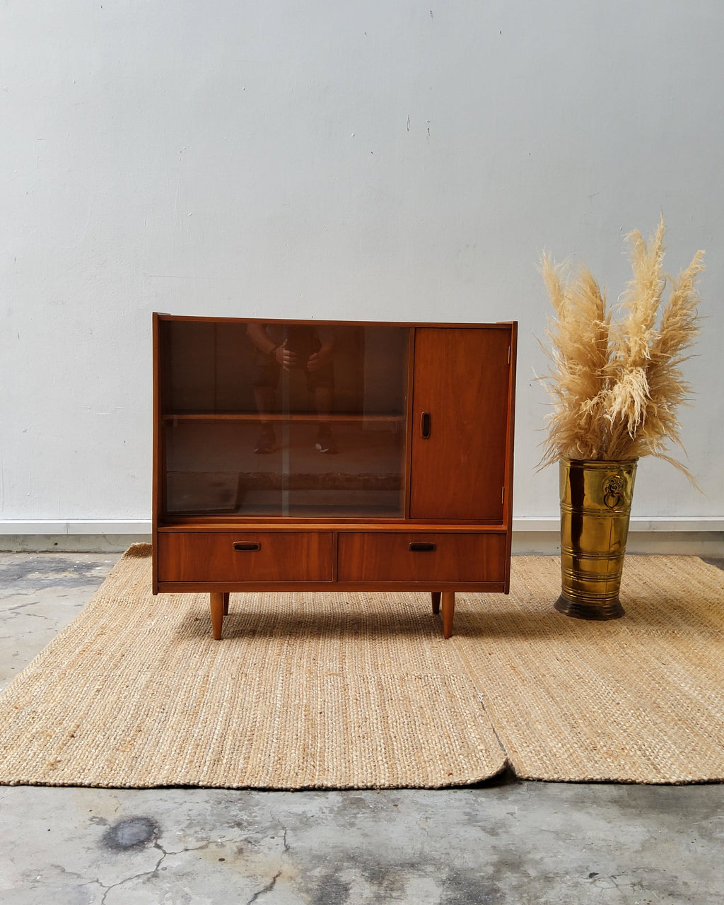 Mid Century Teak Display/ Bookcase Cabinet Sideboard