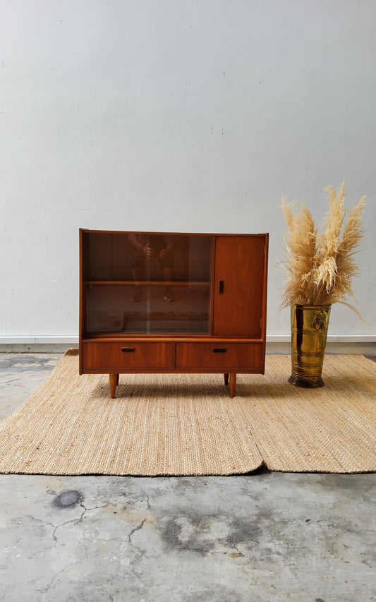 Mid Century Teak Display/ Bookcase Cabinet Sideboard