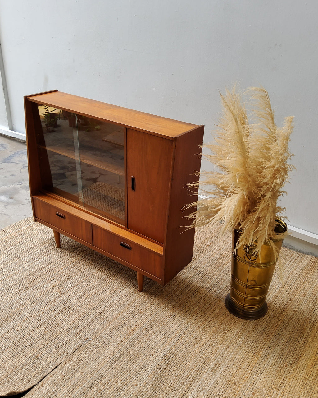 Mid Century Teak Display/ Bookcase Cabinet Sideboard