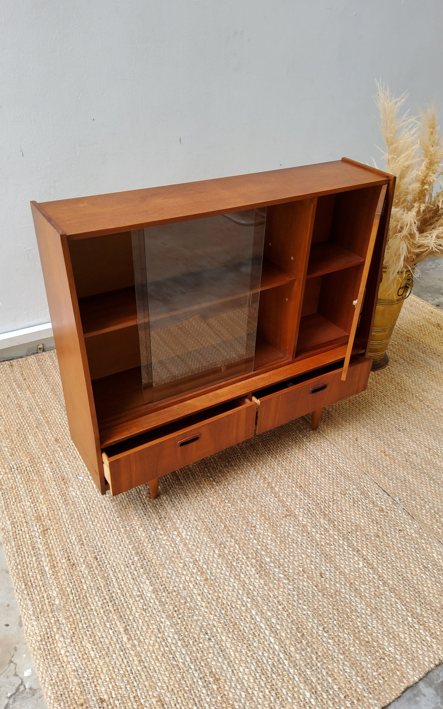 Mid century Teak Display/ Bookcase cabinet sidebroad