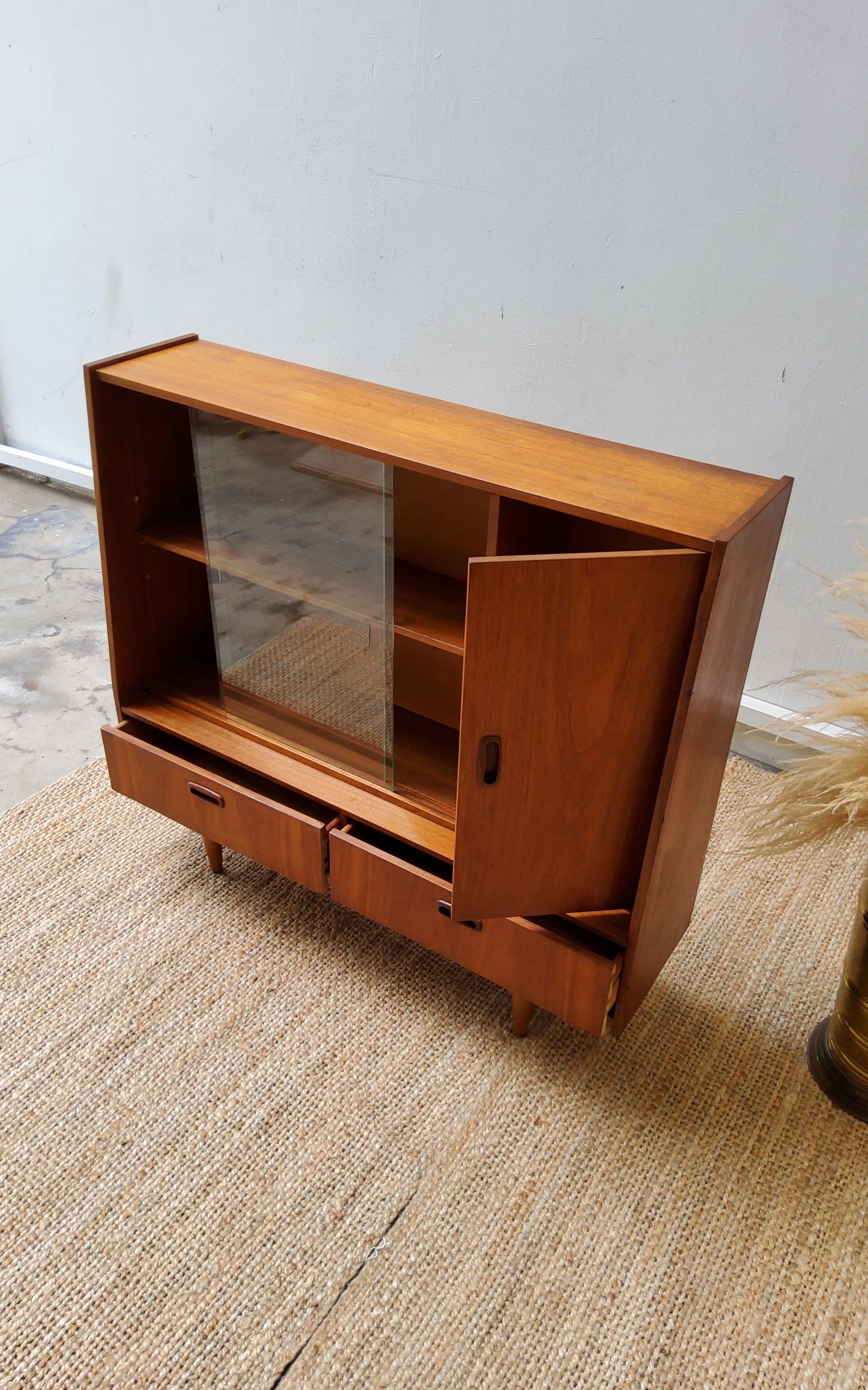 Mid century Teak Display/ Bookcase cabinet sidebroad