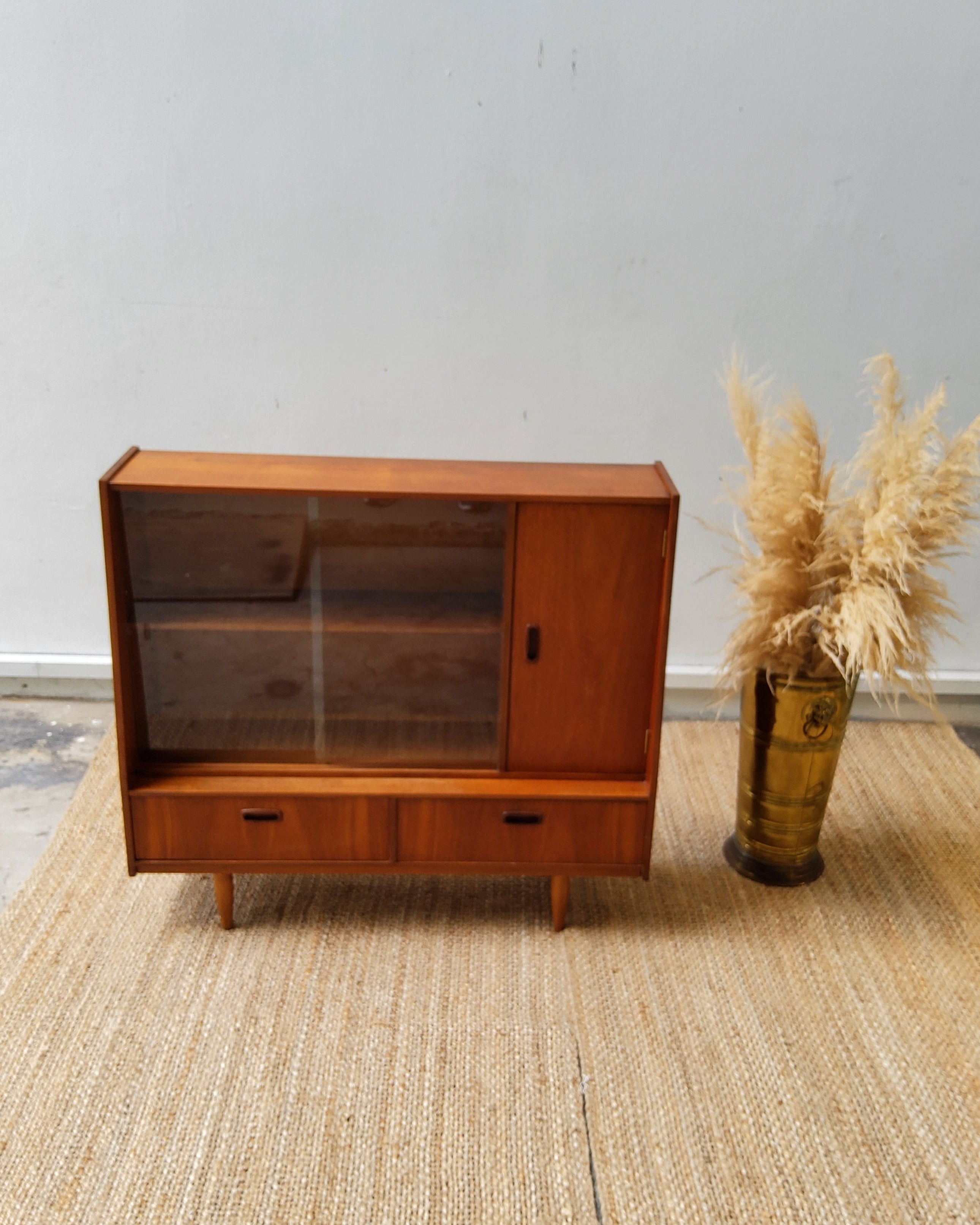 Mid Century Teak Display/ Bookcase Cabinet Sideboard