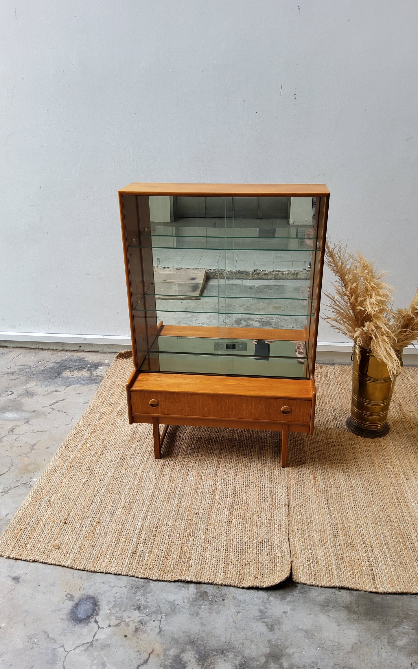 Mid century Display cabinet with mirror  Backing