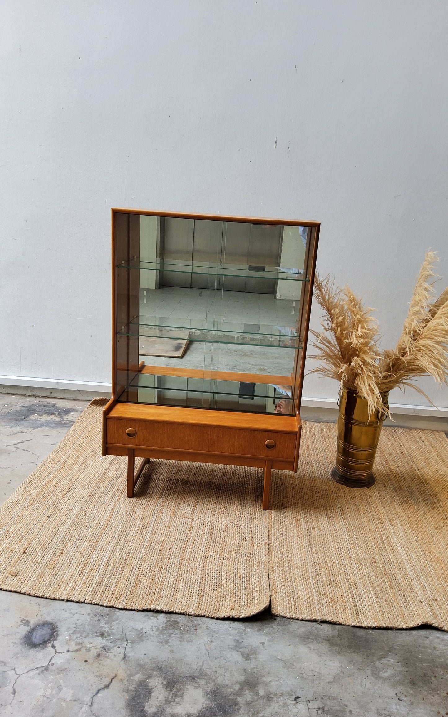 Mid century Display cabinet with mirror  Backing