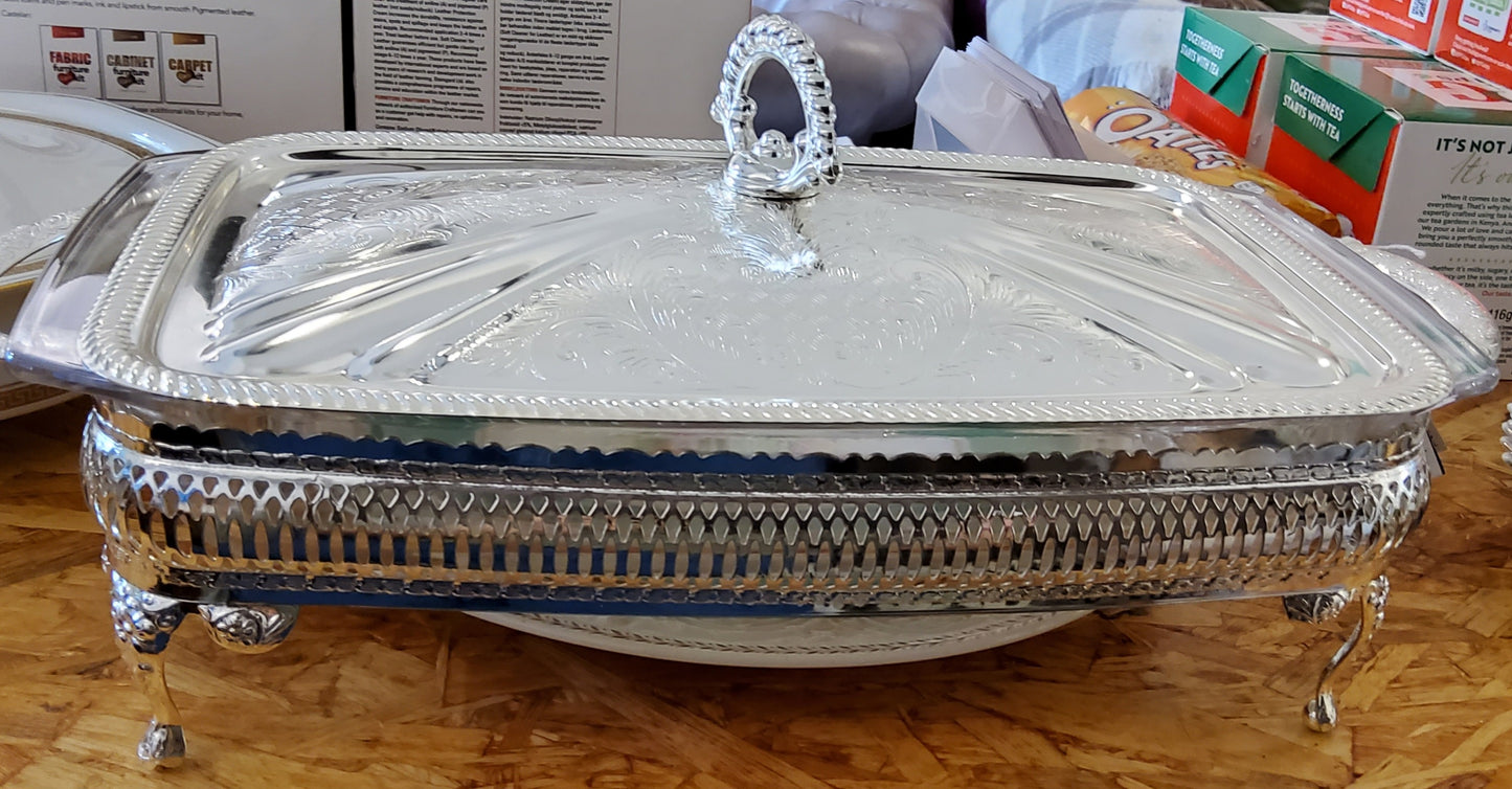 Silver plated glass curry tray