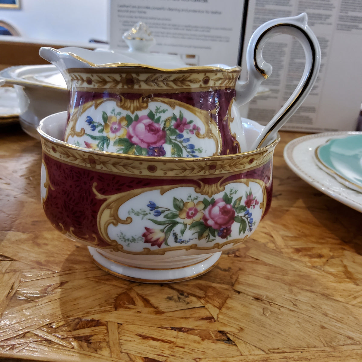 Red Royal Albert Sugar bowl set