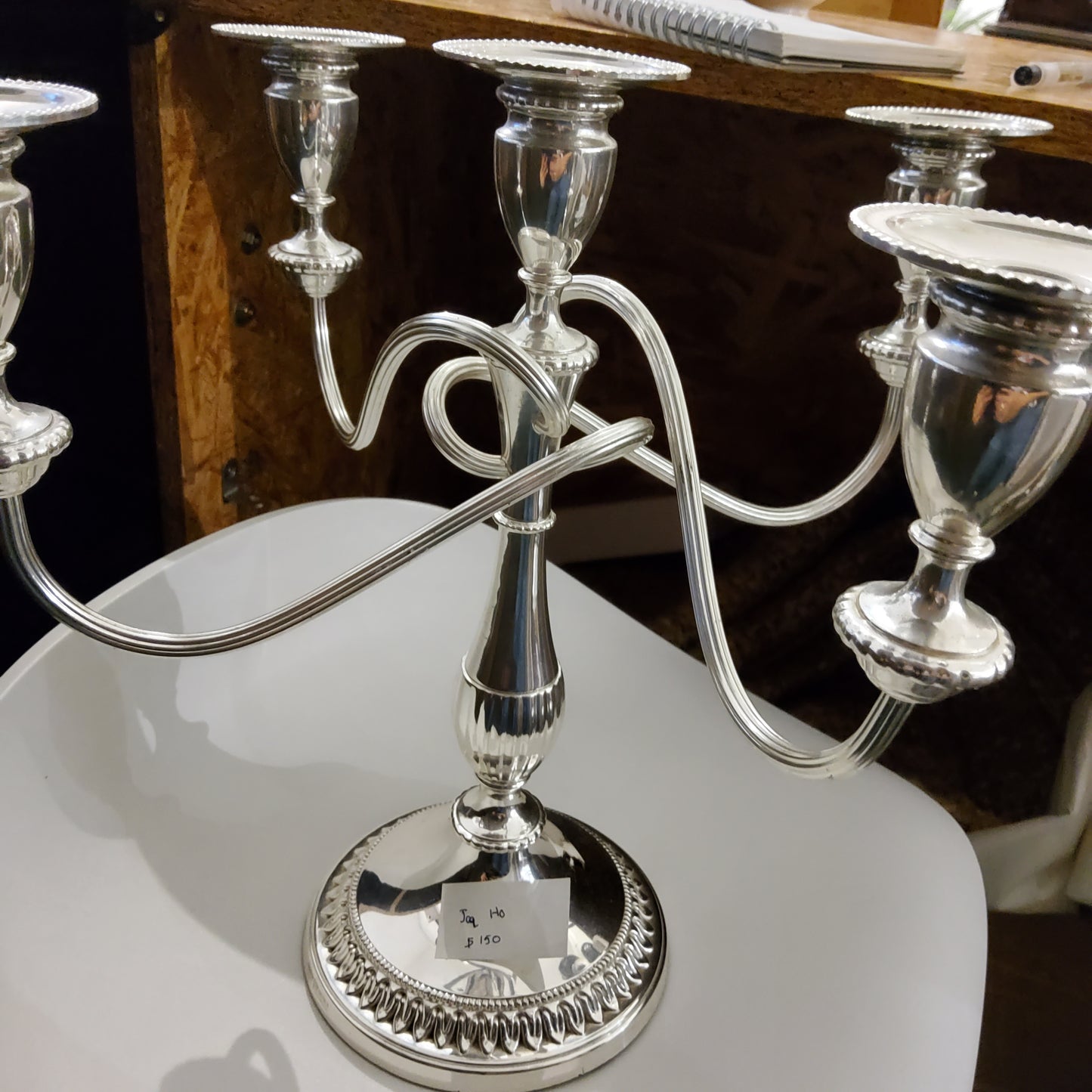 Silver candle holder