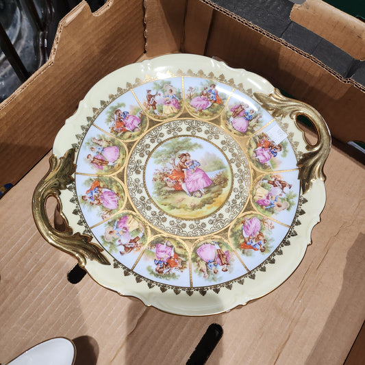 Rare find Germany  Fragonard plate West Germany Hutschenreuther Handled 12" Cake Platter - FRAGONARD LOVE STORY