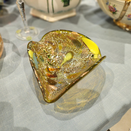 Midcentury Bowl Murano Glass by arte Vetraria  Avem Multicolor Italian Design, 1950s Gold