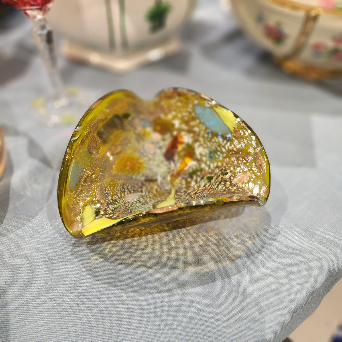 Midcentury Bowl Murano Glass by arte Vetraria  Avem Multicolor Italian Design, 1950s Gold