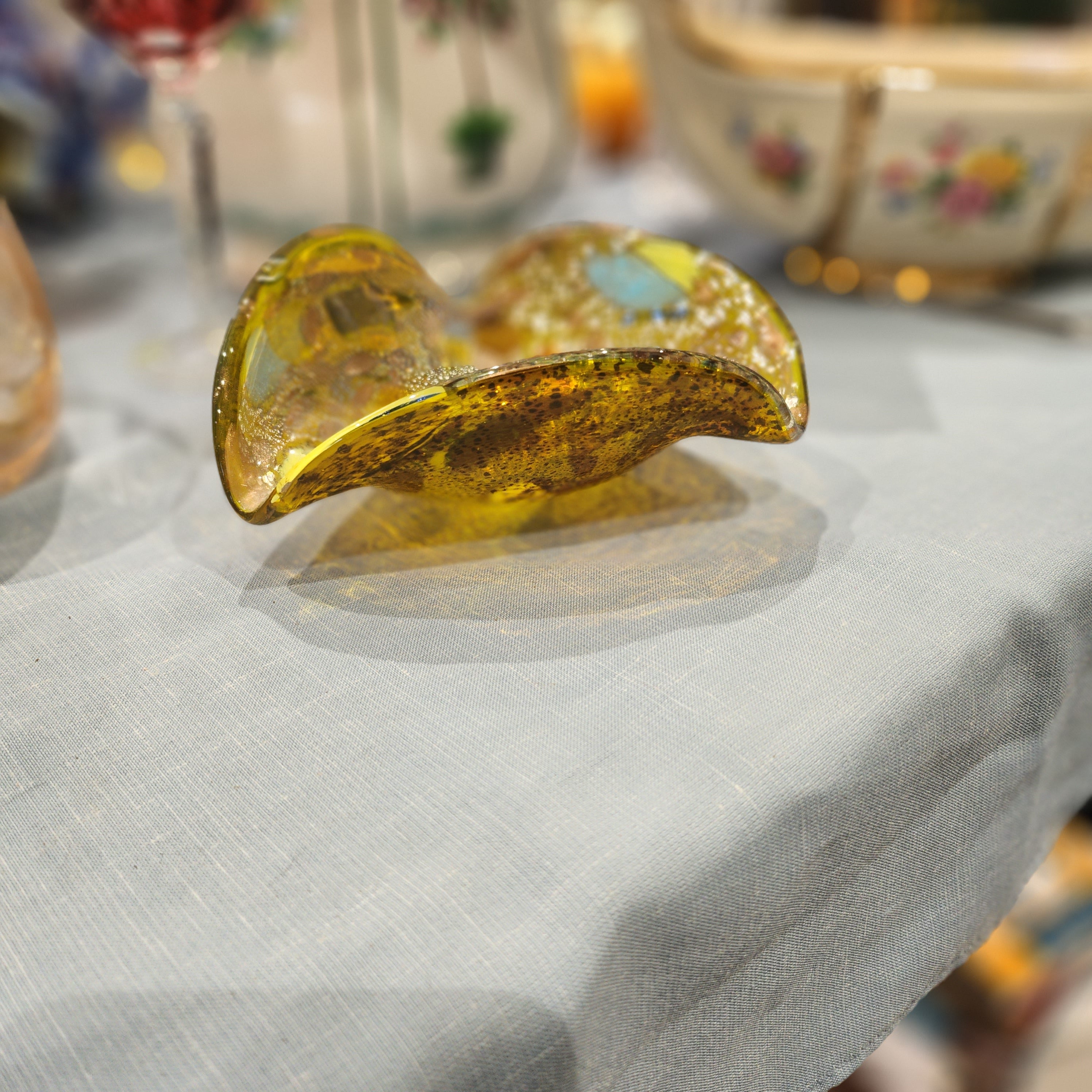 Midcentury Bowl Murano Glass by arte Vetraria  Avem Multicolor Italian Design, 1950s Gold
