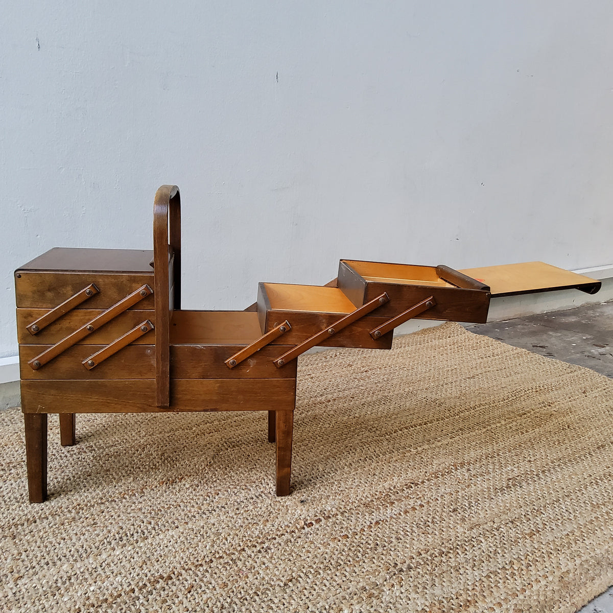 Vintage Strommen Bruk Hamar Norwegian Accordion-Style Sewing Box