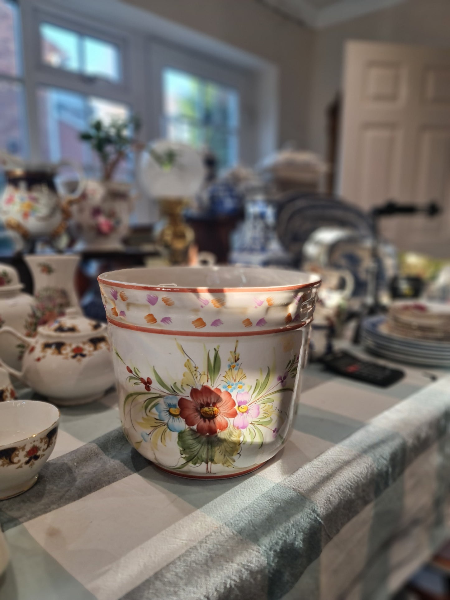 Rare vintage handpainted flower pot