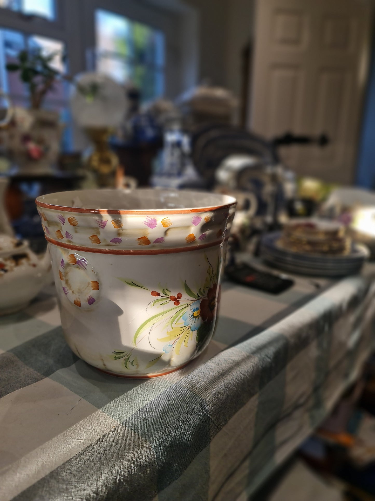 Rare vintage handpainted flower pot