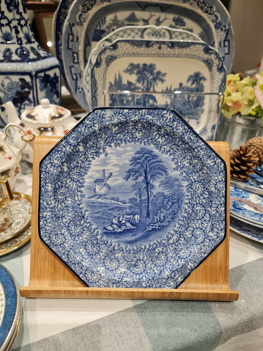 James Kent Ye Olde Foley Ware Blue Octagonal 9 ¼ in Plate c1910-13