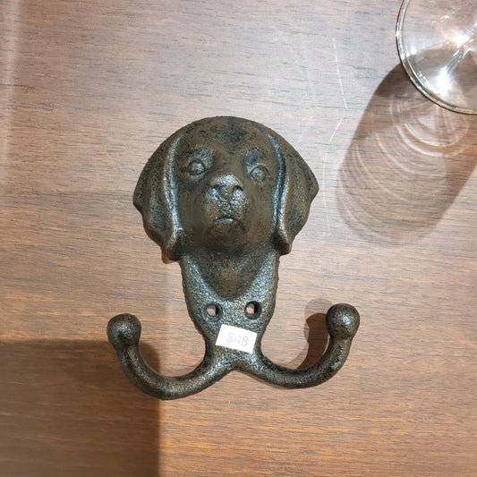 Antique cast iron wall hook - dog