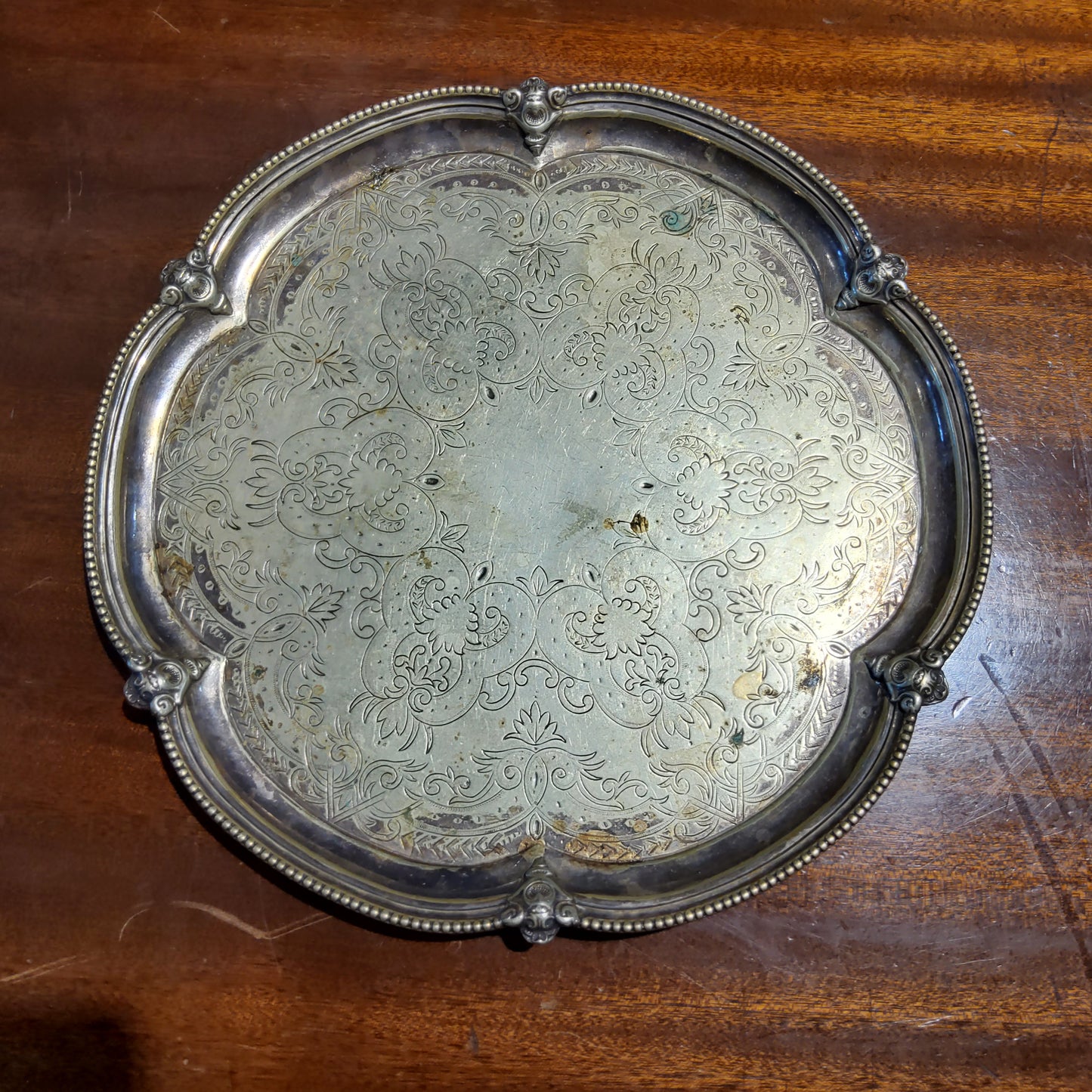 Vintage Brass Round Tray