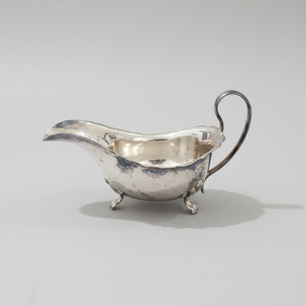 Antique Silver Plated Gravy Boat - Tri-Legged Paw Foot