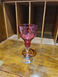 Victorian Cranberry Wine glass - minor chip on base - 14 cm