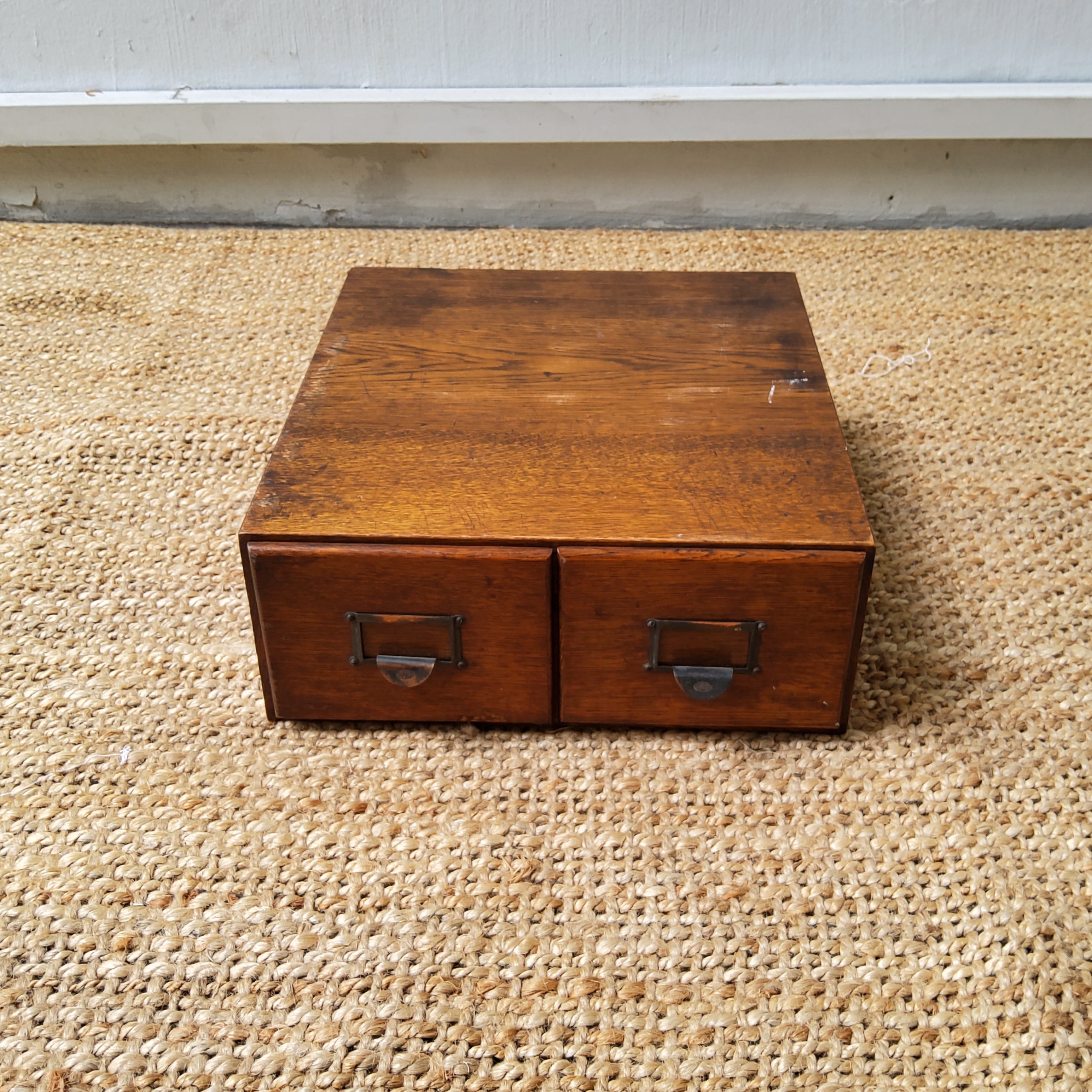 Antique Oak Card Catalog Drawer