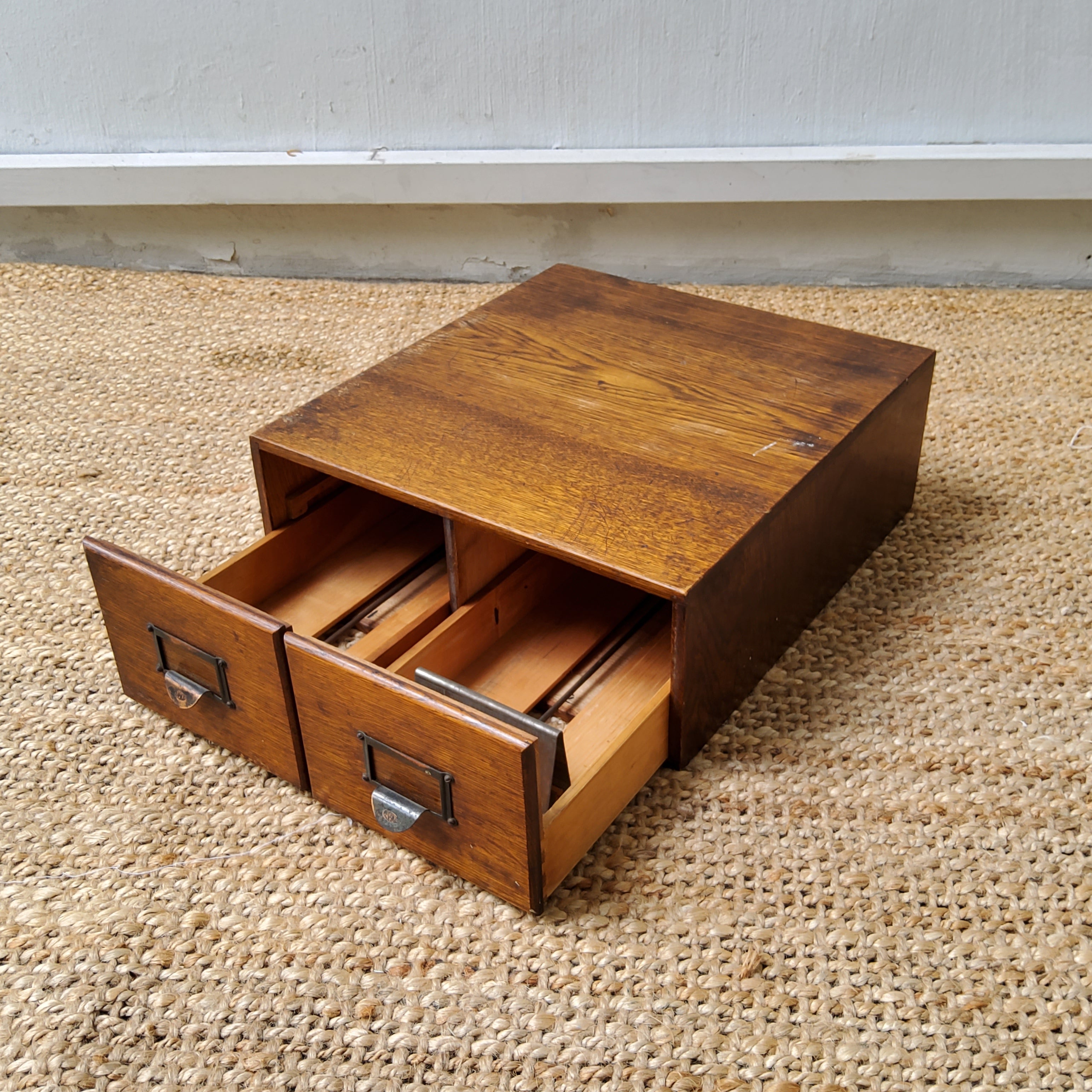 Antique Oak Card Catalog Drawer