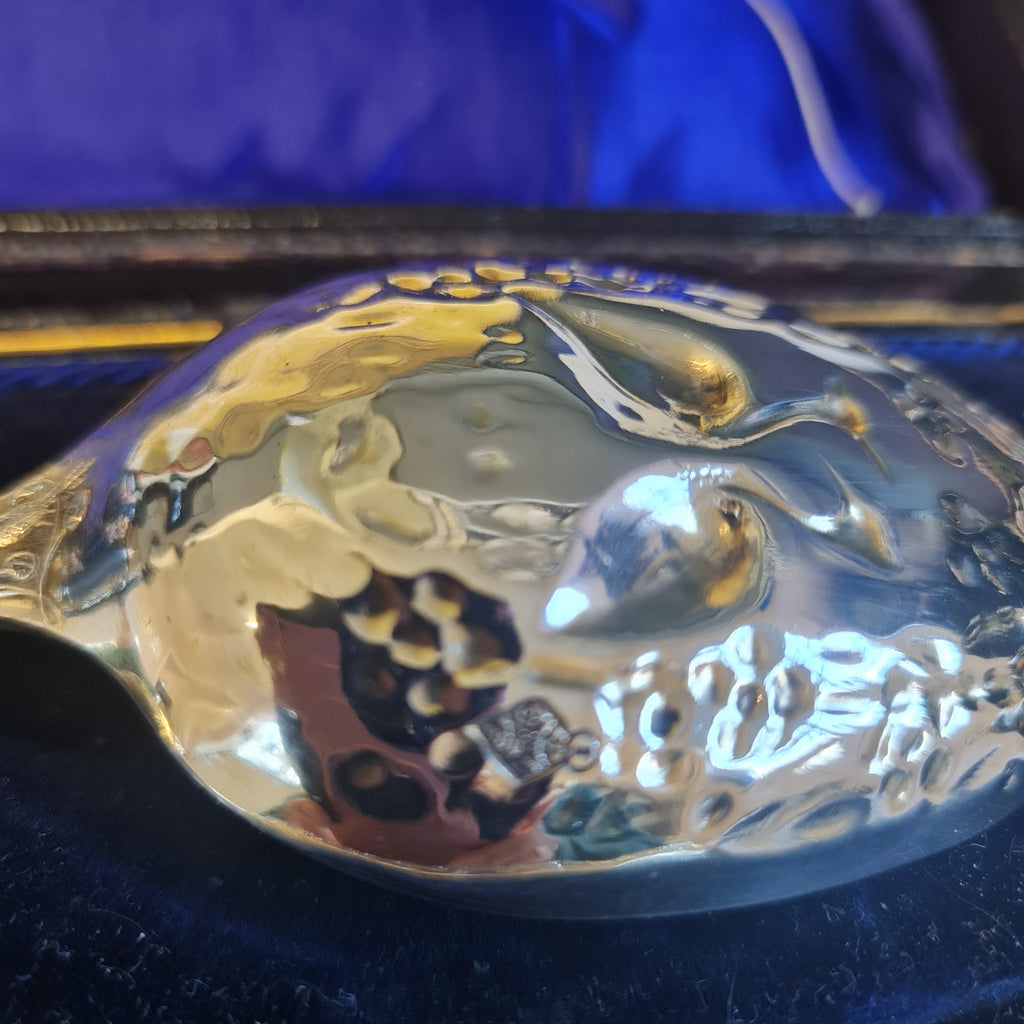 Fantastic and rare 19th century silver plated serving spoon a pair