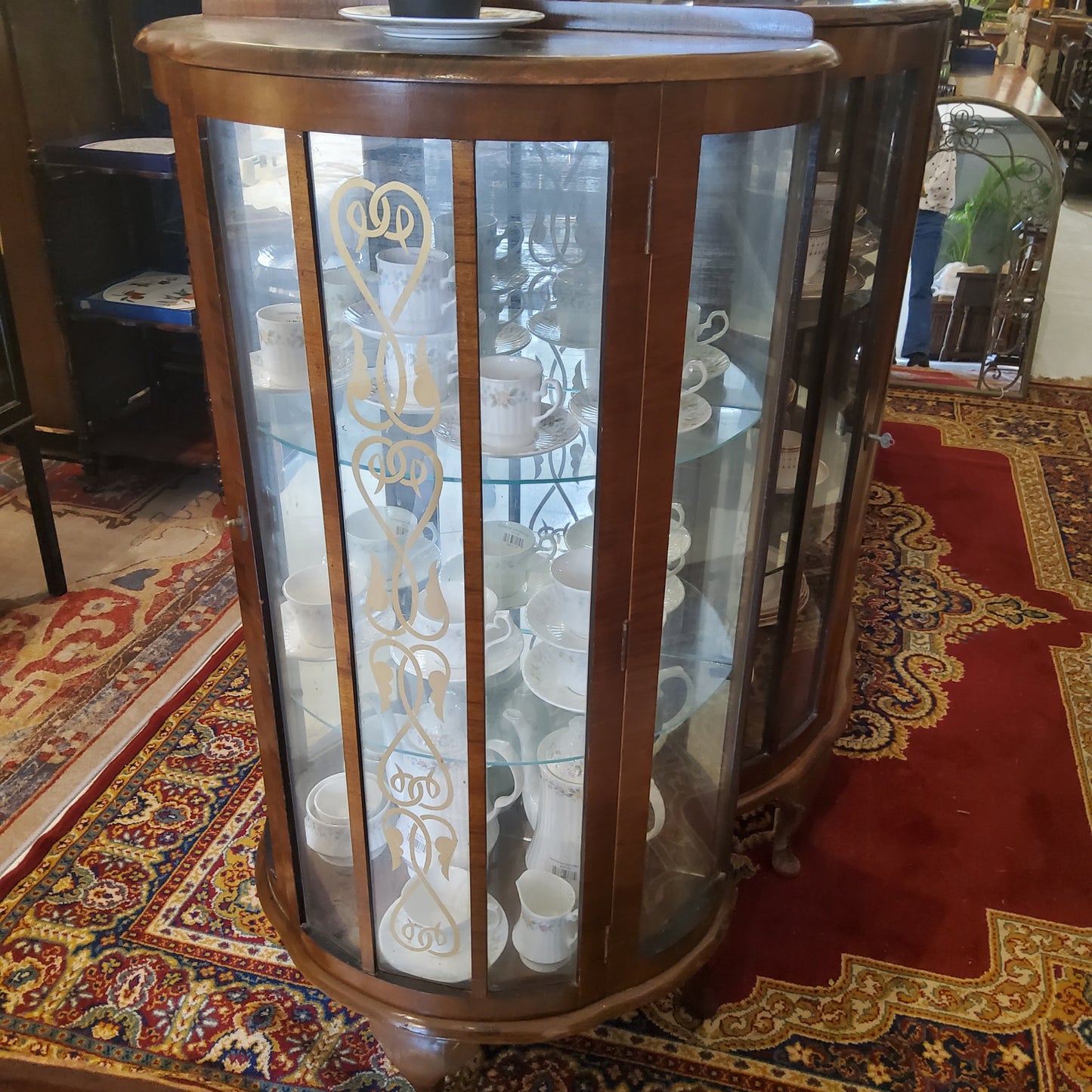 Vintage Bow Front Display cabinet with pretty frontage