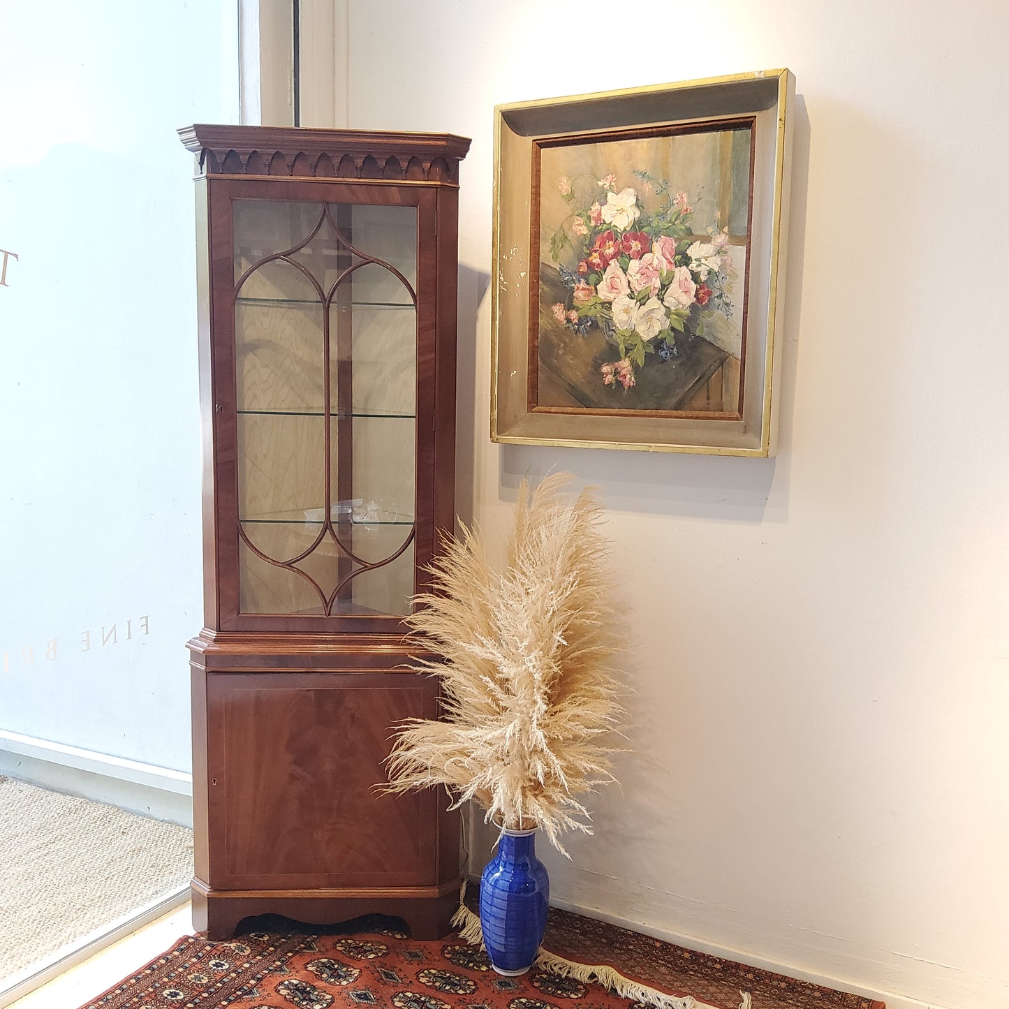 Mahogany full height glazed corner display Cabinet by G&W Richardson of London