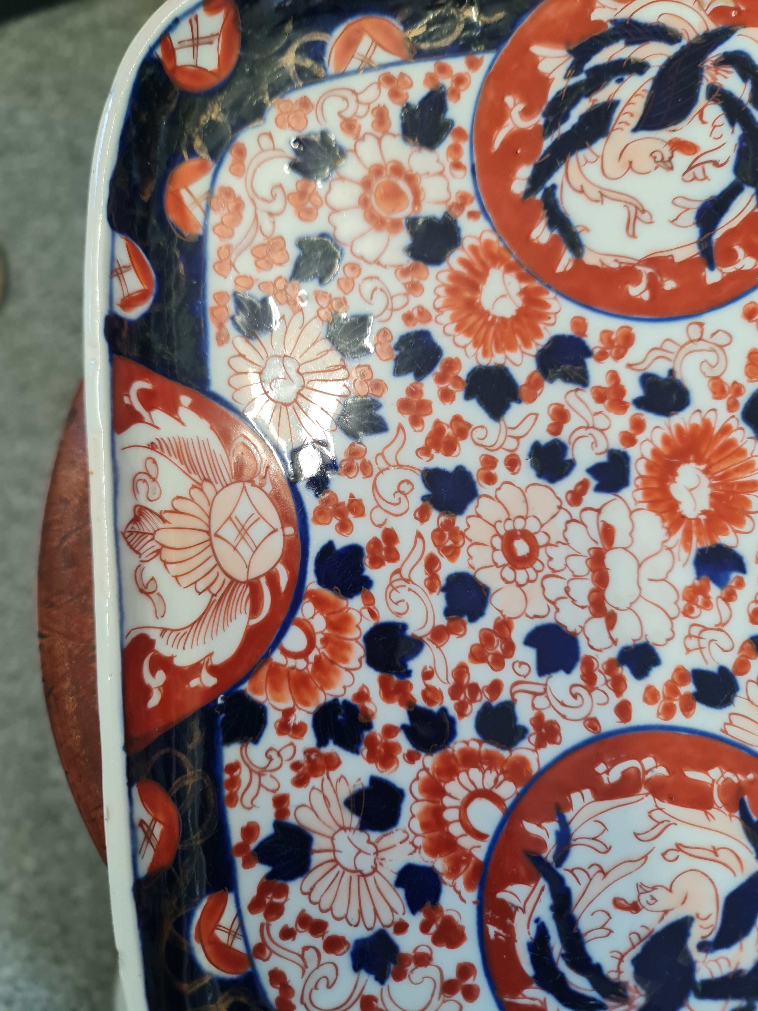 Amazing Edo period Handpainted imari Square platter