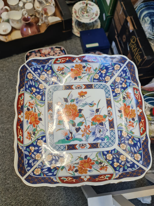 Early century transfer ware Square platter