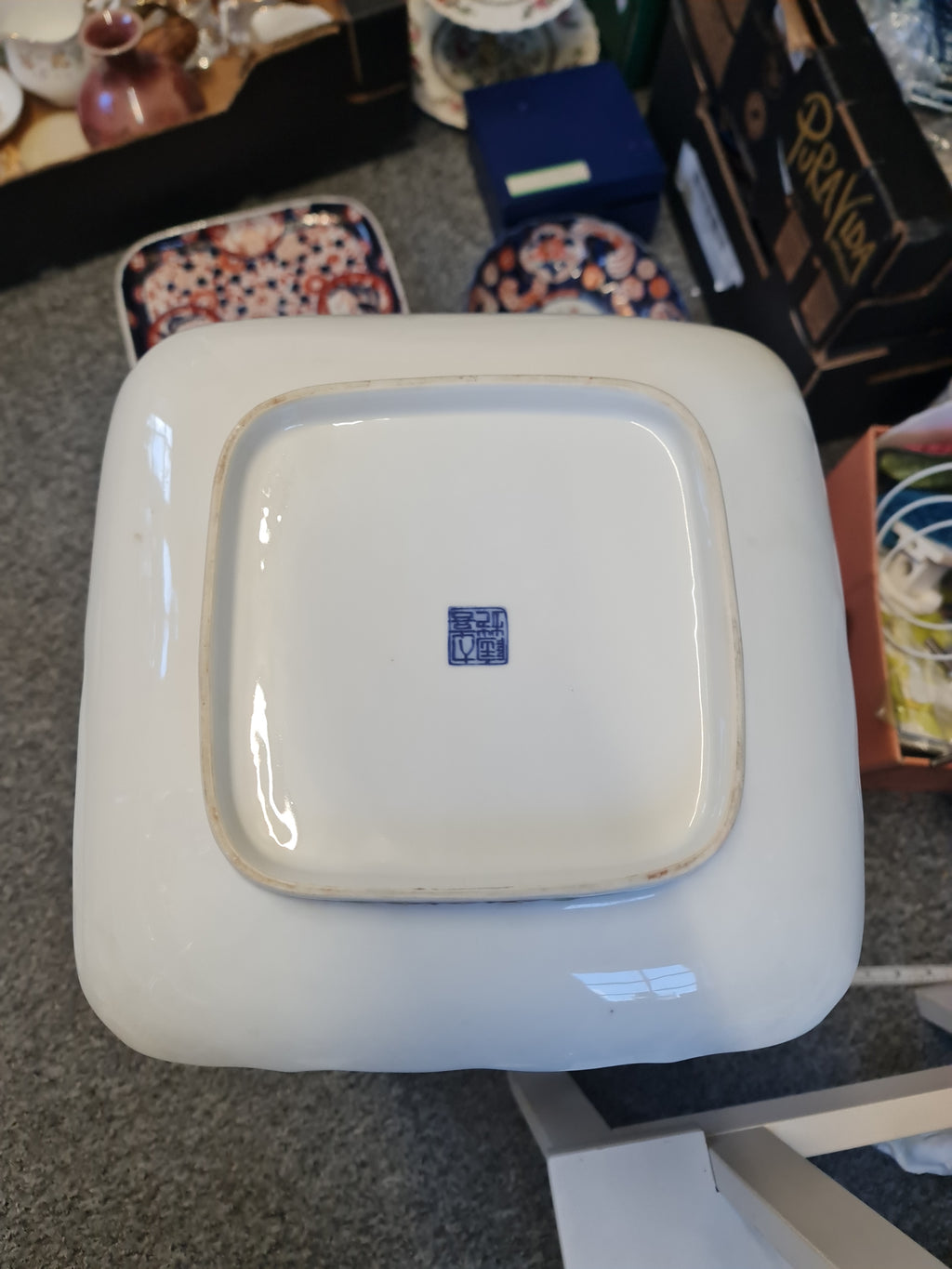 Early century transfer ware Square platter