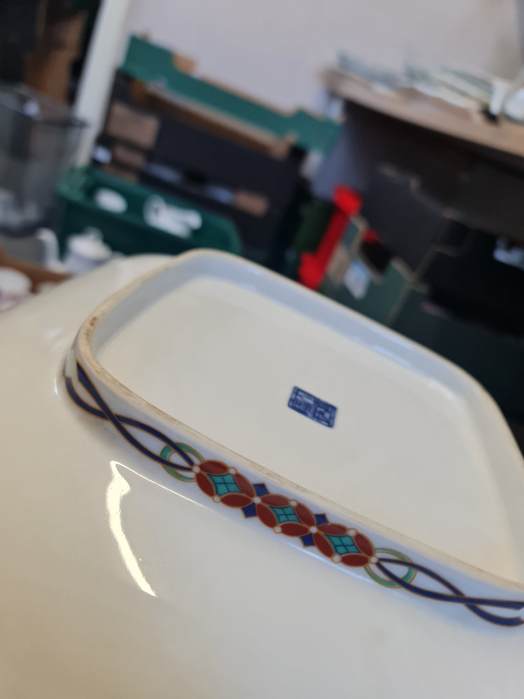 Early century transfer ware Square platter