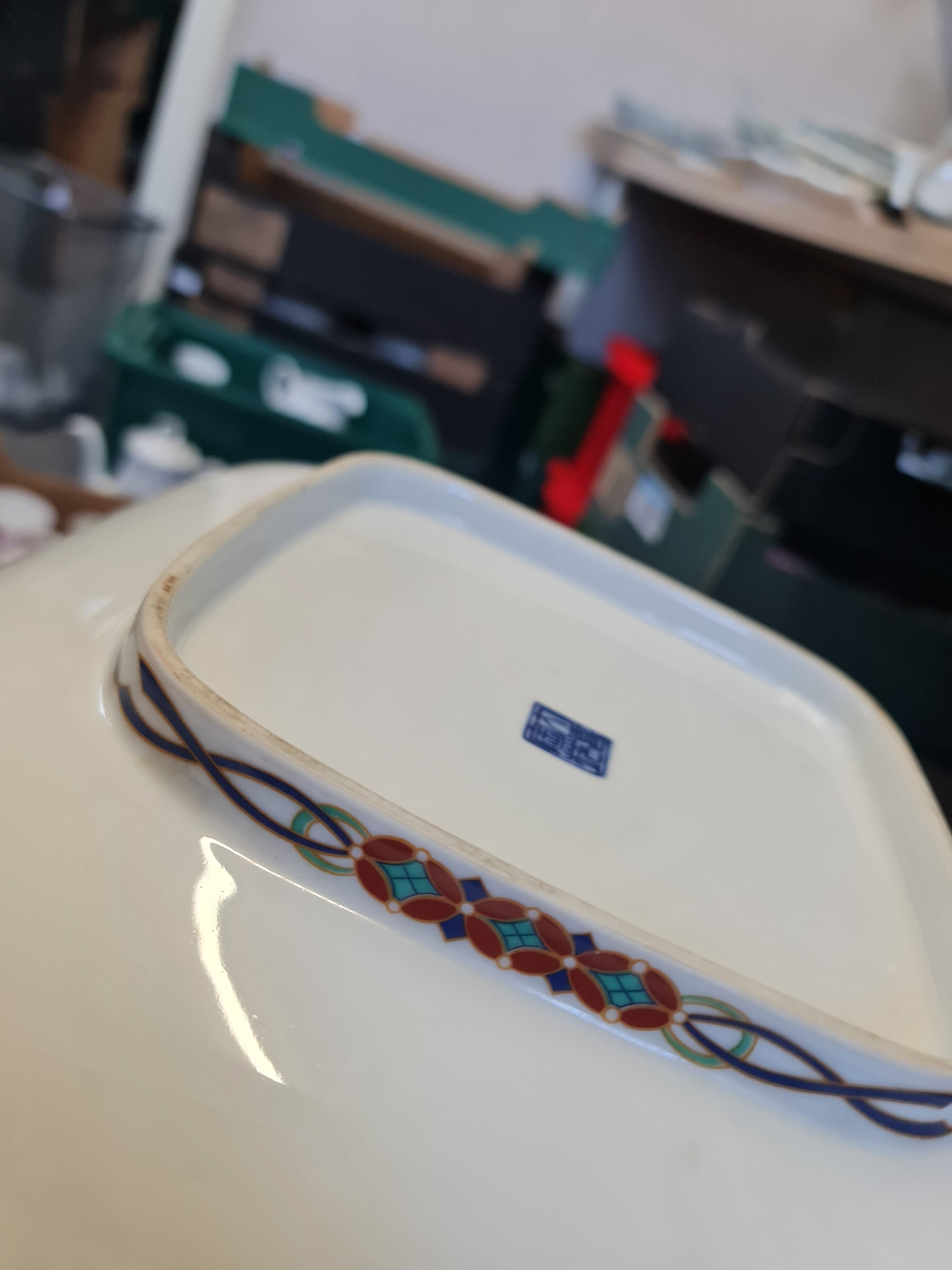 Early century transfer ware Square platter