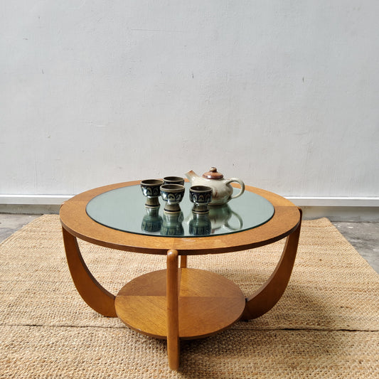 Mid-century teak veneer circular coffee table