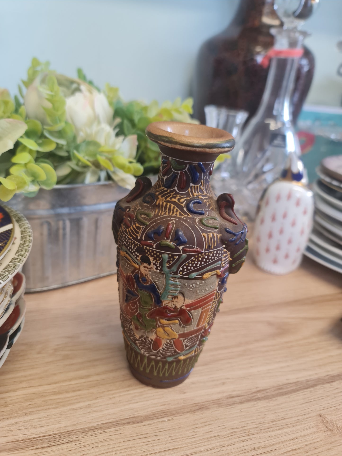 Antique Japanese Moriage Satsuma Vase