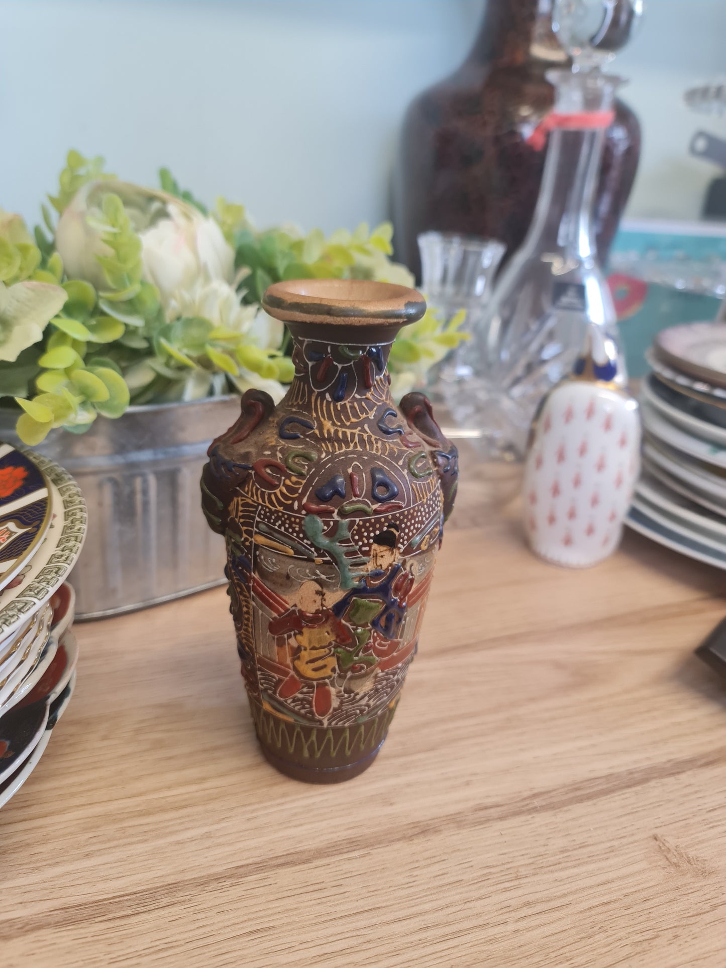 Antique Japanese Moriage Satsuma Vase