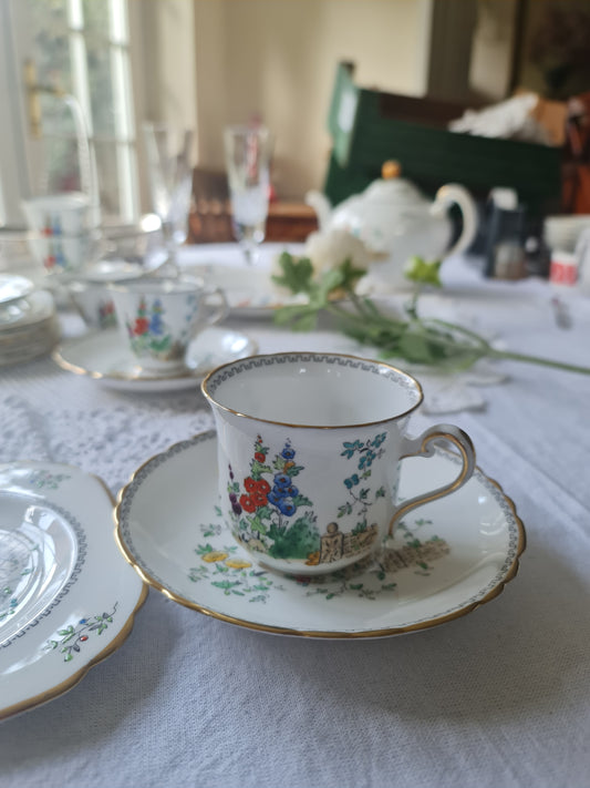 1900s Crown tuscan handpainted tea set