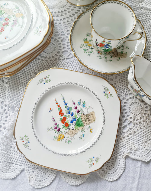 1900 Crown Tuscan handpainted Square plate -19 cm